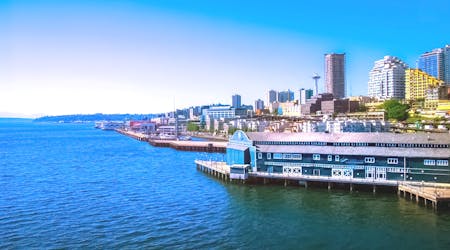 Seattle waterkant en pioniersplein 5 kilometer hardlooptocht